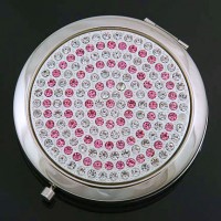 Compact Mirror - Clear Crystal w/Pink Circles - MR-JC3